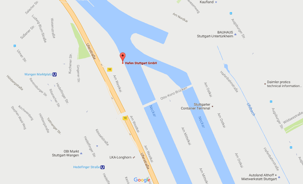 Hafen Stuttgart GmbH - Anfahrt / Lageplan bei Google Maps